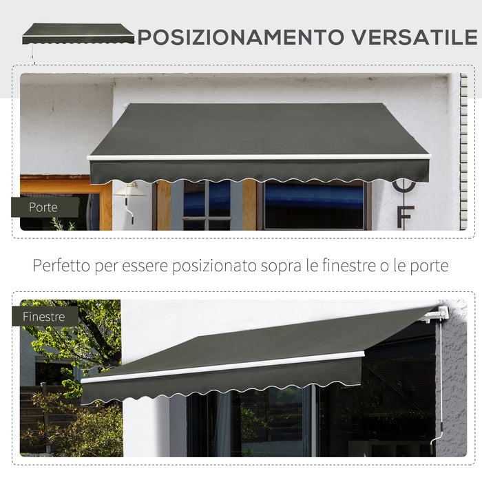 Tenda da Sole per Esterno Avvolgibile a Bracci 350x250 cm con Apertura a Manovella Grigio