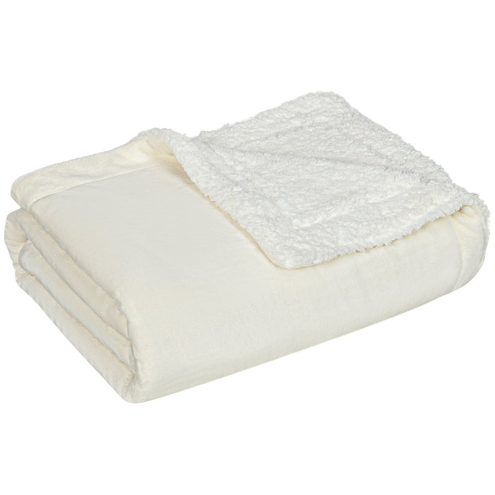 Coperta Double Face 203x152x0,5 cm in Flanella 220 GSM e Sherpa 260 GSM Crema