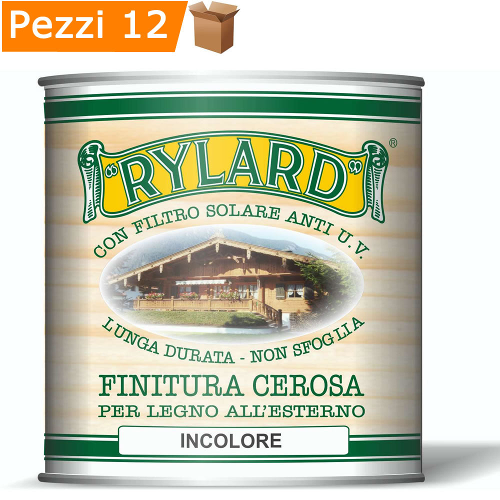 Multipack 12 pezzi finitura rylard cerosa incolore per legno litri 0,750 brava