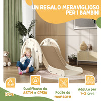 Scivolo da Interno con Canestro Design Elefante 163x57x75 cm Bianco Crema