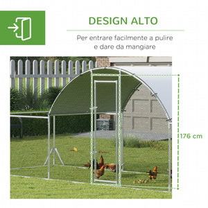 Pollaio Gabbia per Galline da Esterno 660x190x195 cm in Acciaio Zincato Grigio Argento