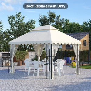 Tetto per Gazebo 4x3 m a 2 Livelli in Poliestere con 10 Fori di Drenaggio 395x297 cm in Poliestere Crema