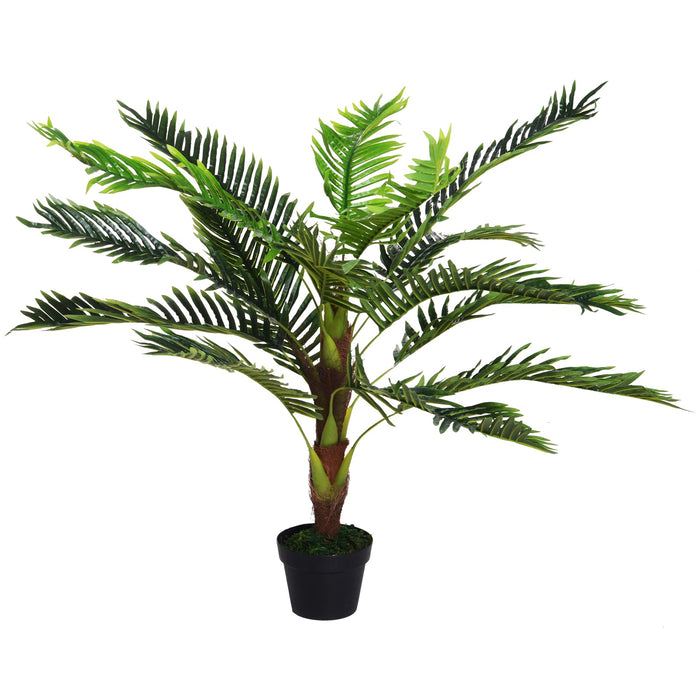 Pianta Artificiale Palma Cycas da Interno e Esterno H123 cm con Vaso Verde