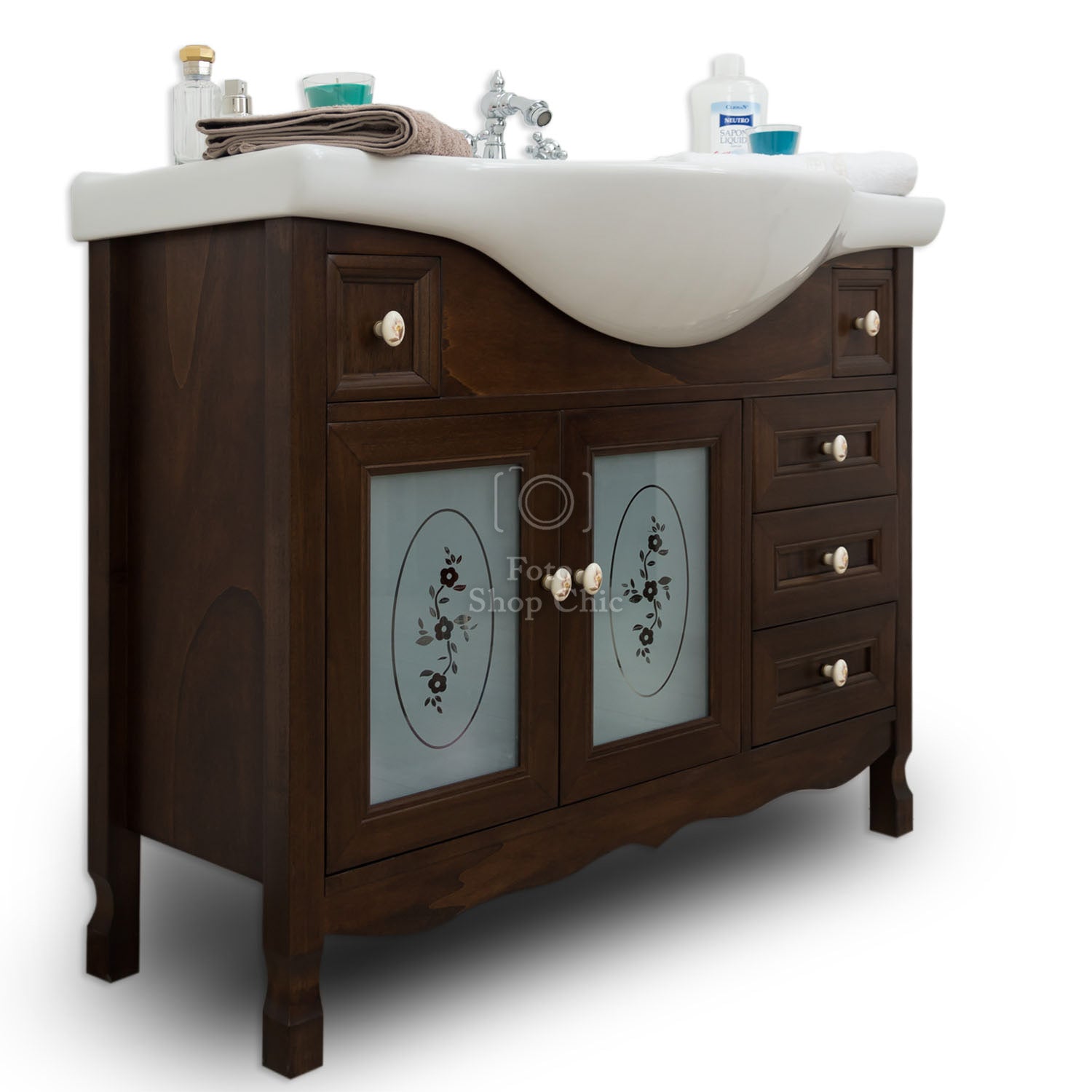 Mobile bagno in legno in stile classico noce