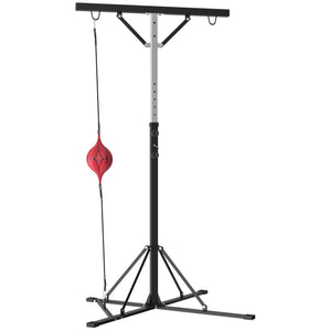 Supporto Sacco Boxe Altezza Regolabile 175-220 cm con 6 Barre di Rinforzo in Acciaio Nero