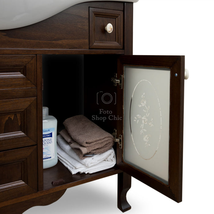 Arredo bagno classico noce scuro completo