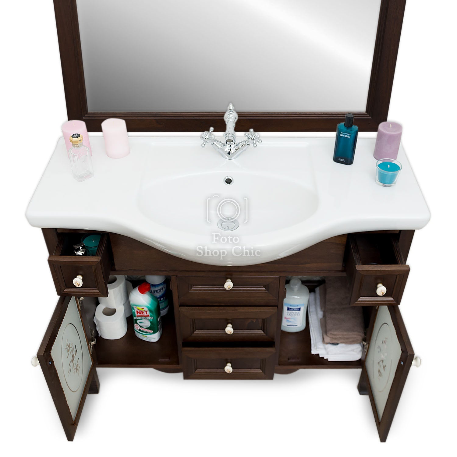 Arredo bagno classico noce scuro completo