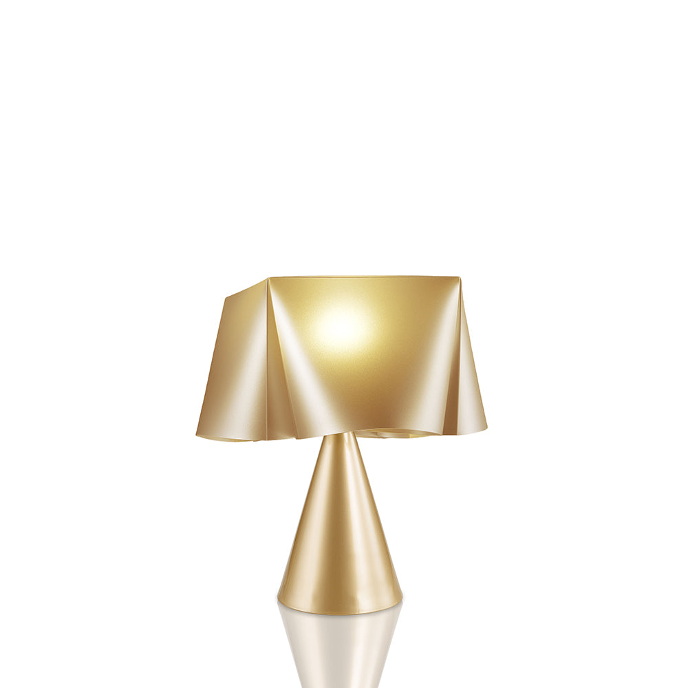 Lampada Da Tavolo A Cono 1 Luce Wanda In Polilux Oro D30 Made In Italy