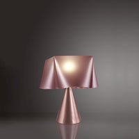 Lampada Da Tavolo A Cono 1 Luce Wanda Polilux Rosa Metallico D30 Made In Italy