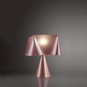 Lampada Da Tavolo A Cono 1 Luce Wanda Polilux Rosa Metallico D30 Made In Italy