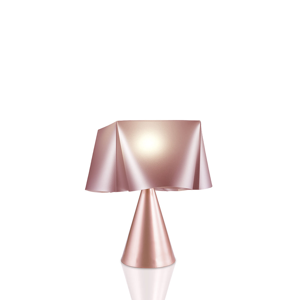 Lampada Da Tavolo A Cono 1 Luce Wanda Polilux Rosa Metallico D30 Made In Italy