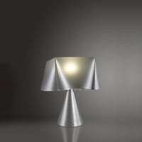 Lampada Da Tavolo A Cono 1 Luce Wanda In Polilux Silver D30 Made In Italy