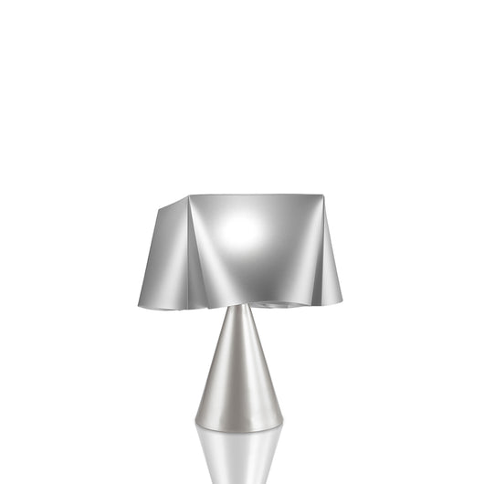 Lampada Da Tavolo A Cono 1 Luce Wanda In Polilux Silver D30 Made In Italy