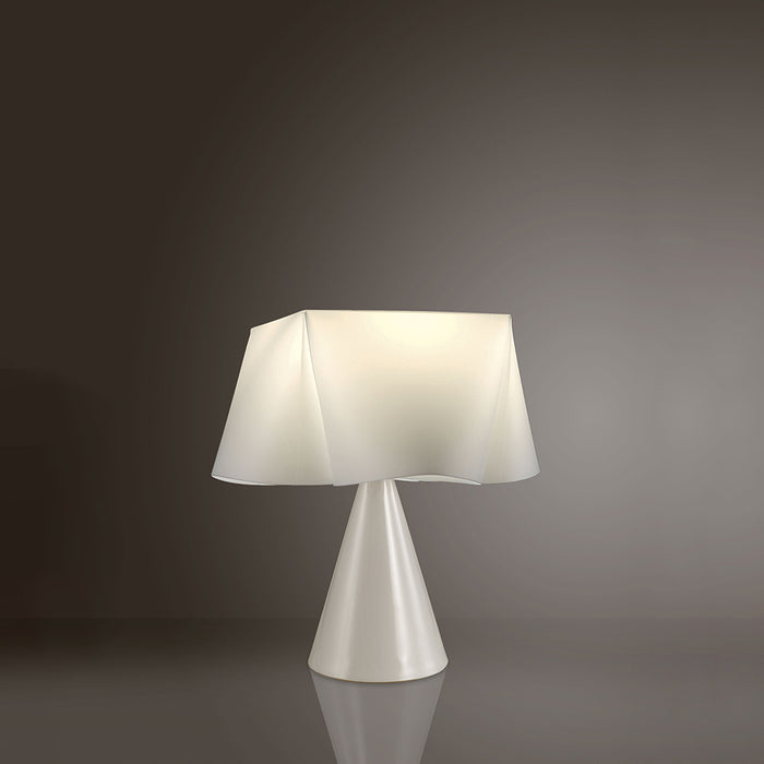 Lampada Da Tavolo A Cono 1 Luce Wanda In Polilux Bianco D30 Made In Italy