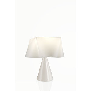 Lampada Da Tavolo A Cono 1 Luce Wanda In Polilux Bianco D30 Made In Italy