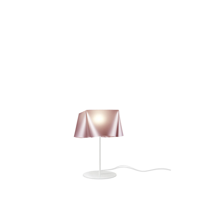 Lampada Da Tavolo Moderna 1 Luce Wanda Polilux Rosa Metallico D35 Made In Italy