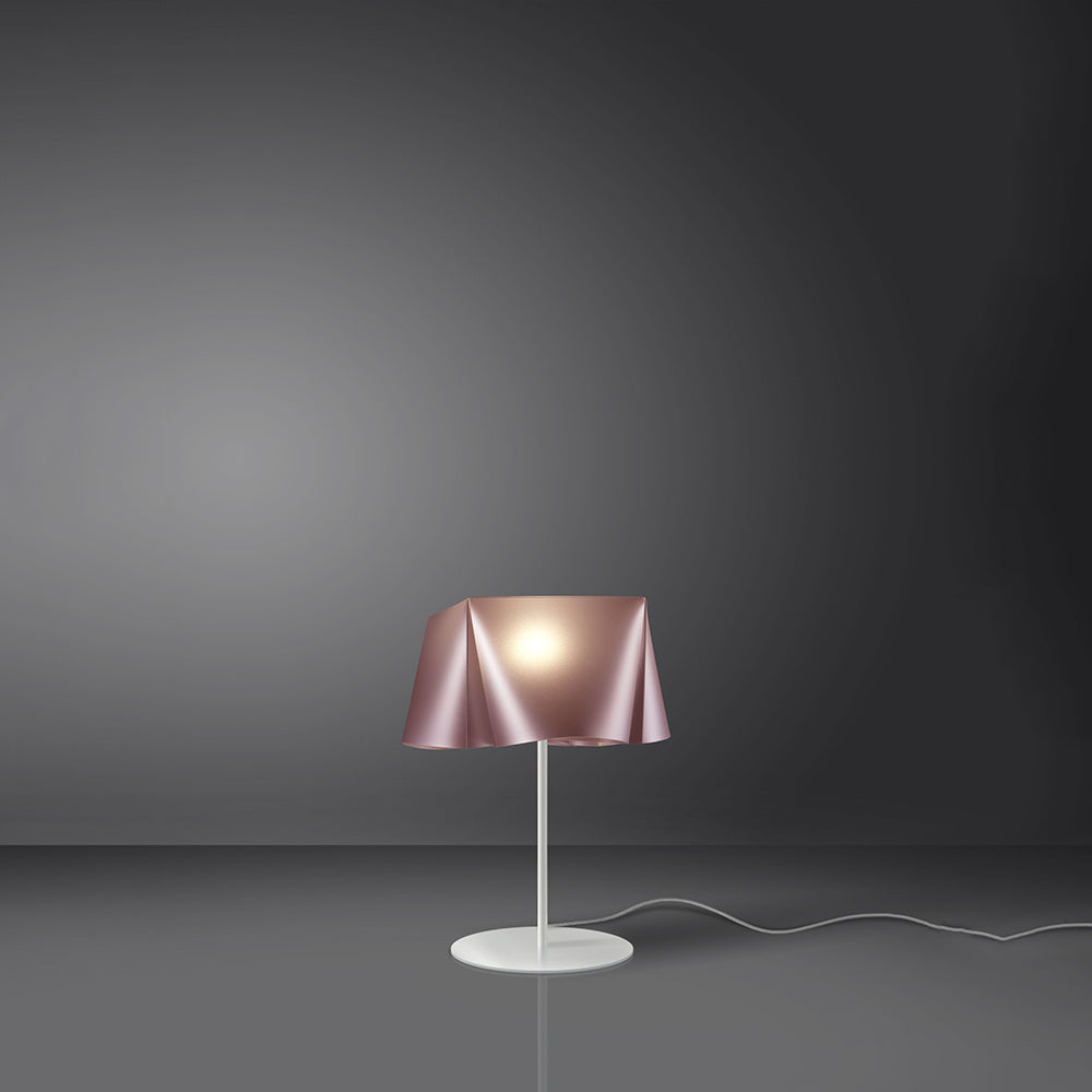 Lampada Da Tavolo Moderna 1 Luce Wanda Polilux Rosa Metallico D35 Made In Italy