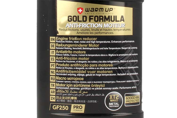 WARM UP Gold Formula GF250 Additivo Antiattrito Olio Motore Cambio Manuale Servosterzo Differenziale 250ml