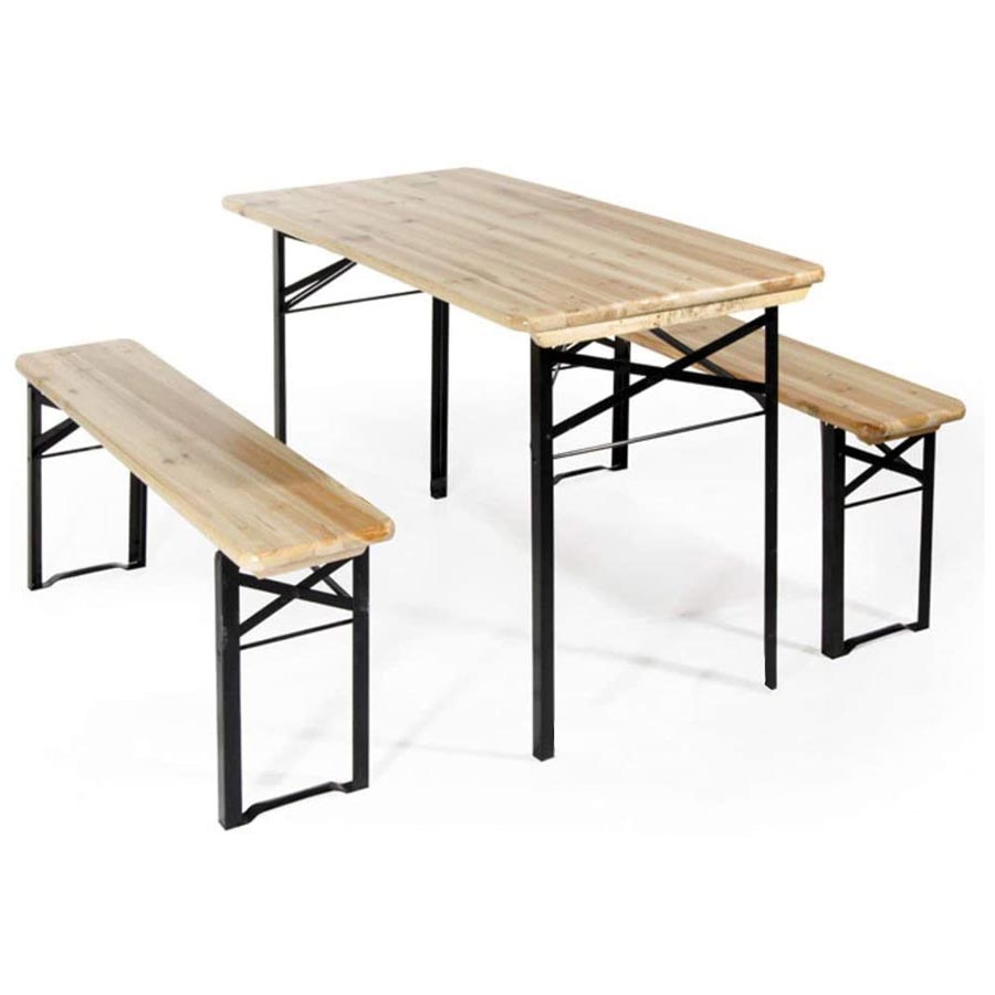 Set birreria con tavolo e due panche in legno 117x57