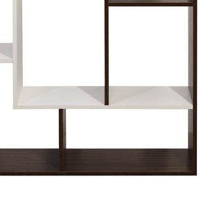 Libreria 8 Ripiani 136x100x24 cm in Legno MDF Bianco e Marrone