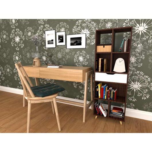 Mobiletto libreria studio con cassetto rovere scuro