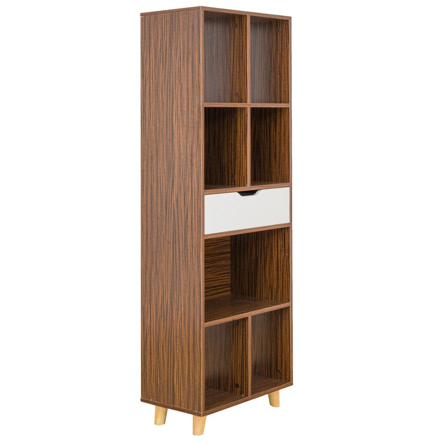 Mobile libreria design in legno con cassetto