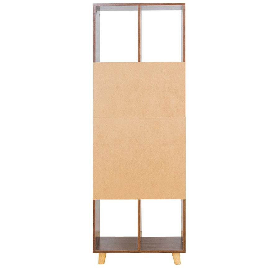 Libreria 7 Ripiani 1 Cassetto 53x120x30 cm in Legno Melaminico Zebrano e Bianco Opaco