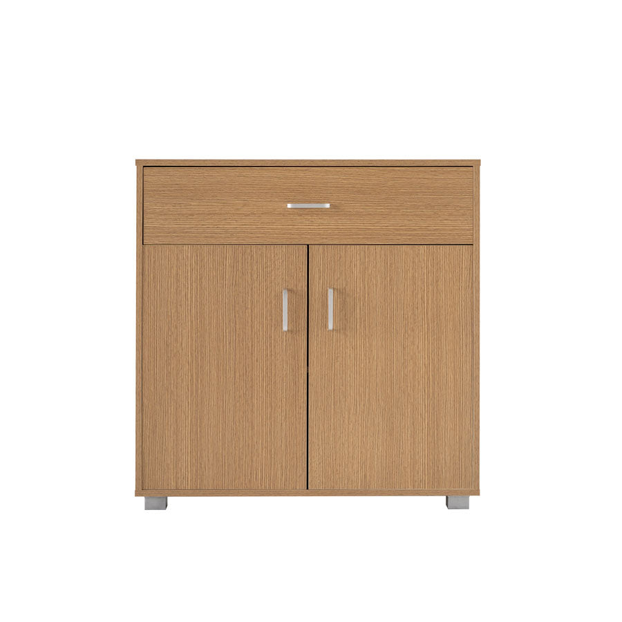 Credenza 2 Ante 1 Cassetto 80x82,5x40 cm in Legno Melaminico Rovere