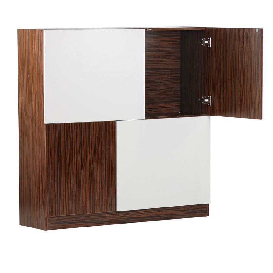 Mobile Credenza 4 Ante 115x115x30 cm Zebrano e Bianco Opaco