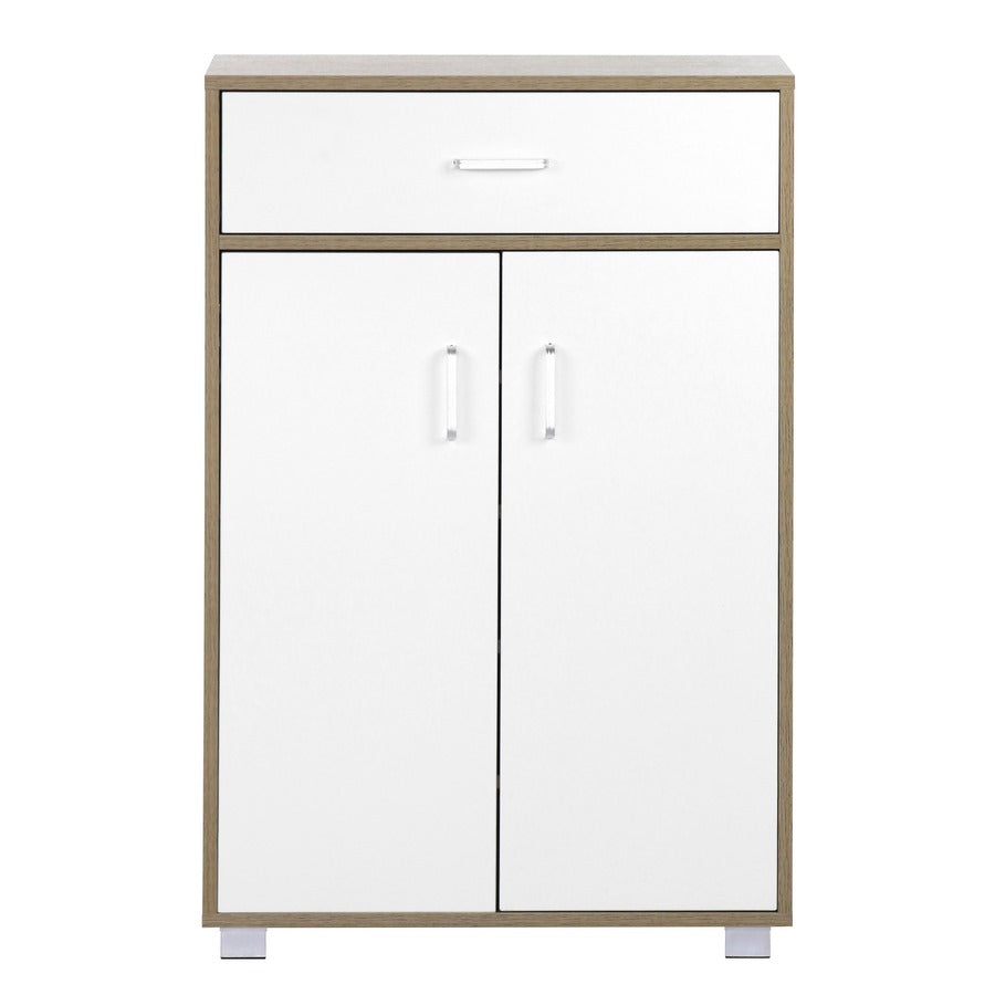 Mobiletto multiuso 63x95 cm in legno rovere e bianco opaco