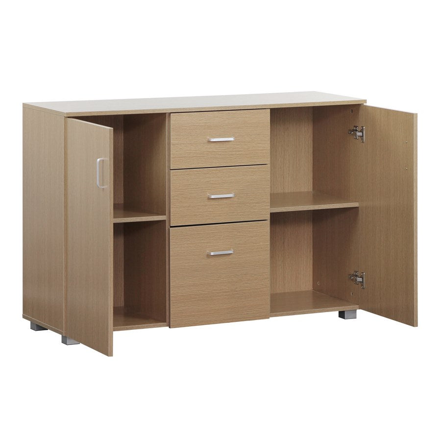 Credenza multiuso 2 cassetti e 3 ante effetto rovere