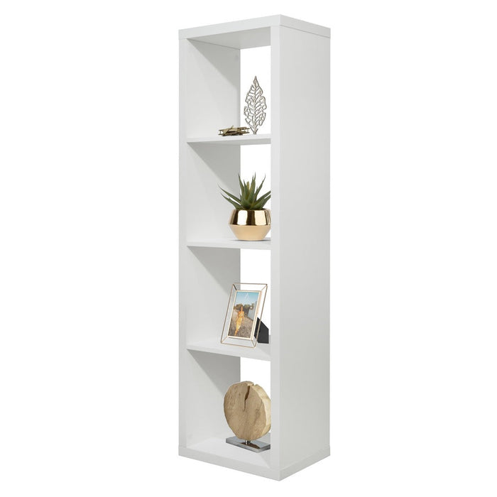 Libreria Moderna 4 Ripiani 42x147x30 cm in Legno Melaminico Bianco Opaco