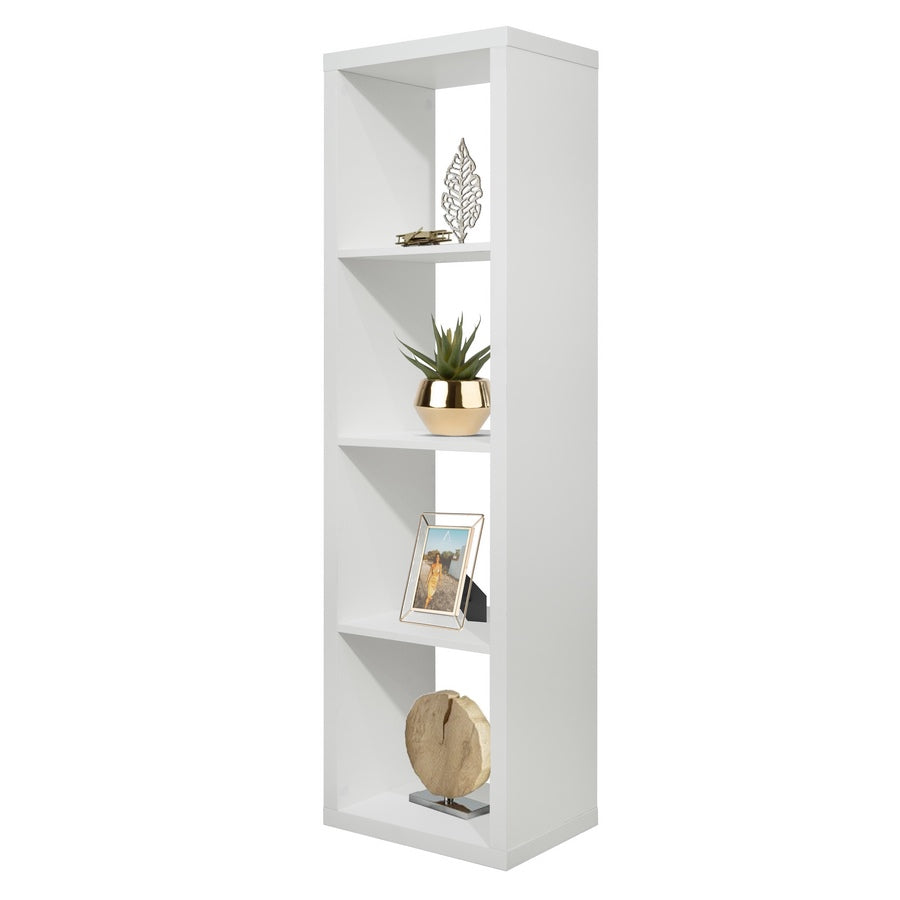 Libreria verticale Cloud a 4 vani in legno bianco opaco 42x147 cm