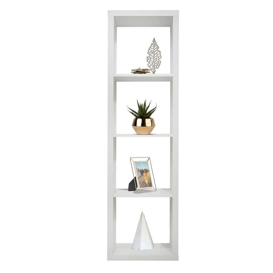 Libreria verticale Cloud a 4 vani in legno bianco opaco 42x147 cm