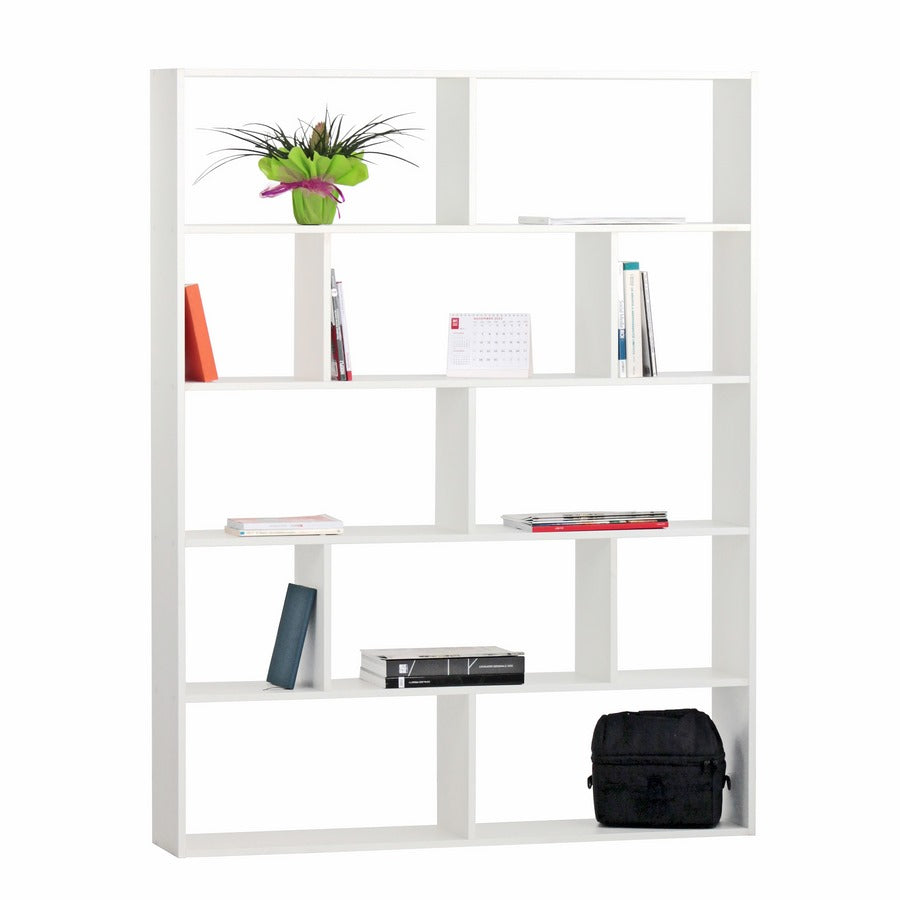 Libreria moderna 12 vani bianco opaco 124x160x24 cm