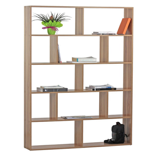 Libreria moderna 12 vani legno naturale 124x160x24 cm