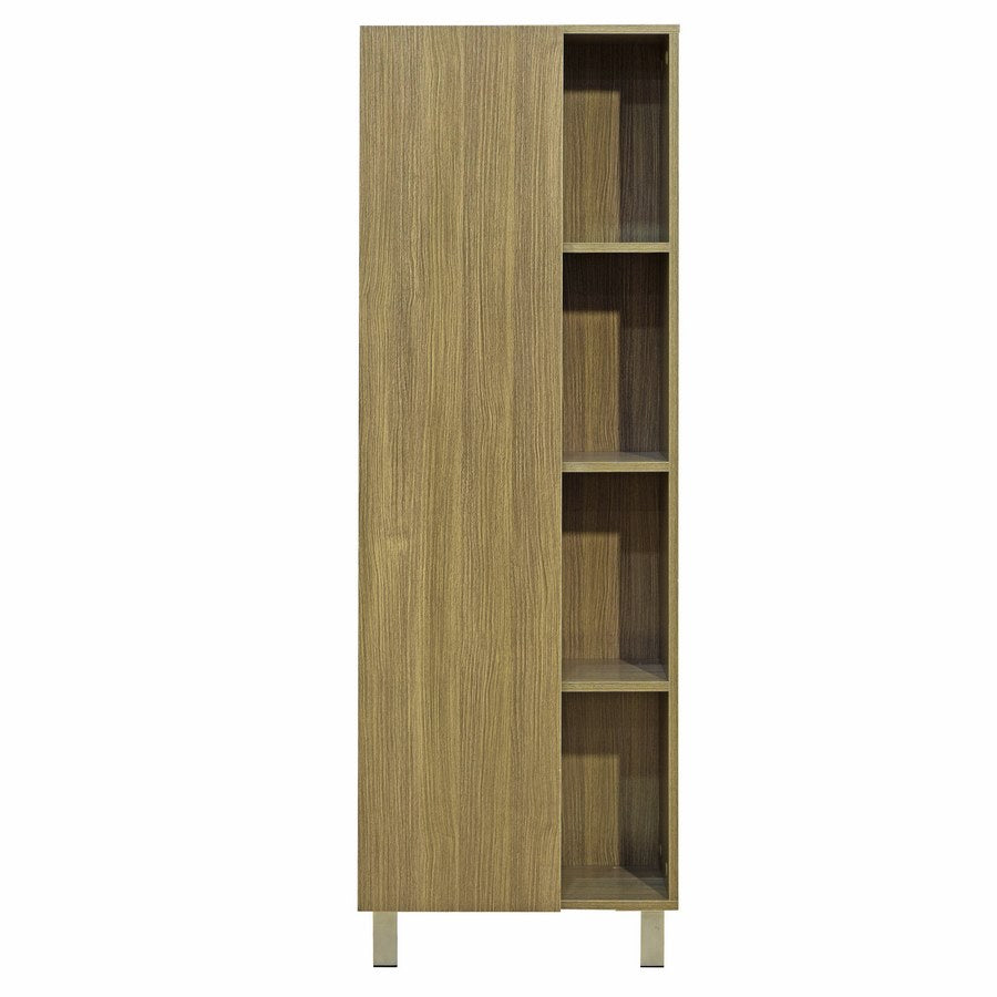 Mobile colonna da bagno 1 anta e 4 vani in rovere scuro 50x140 cm