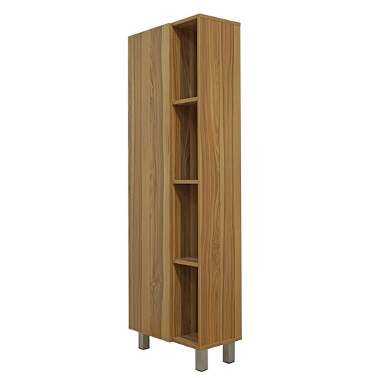 Mobile colonna da bagno 1 anta e 4 vani in legno naturale 50x140 cm