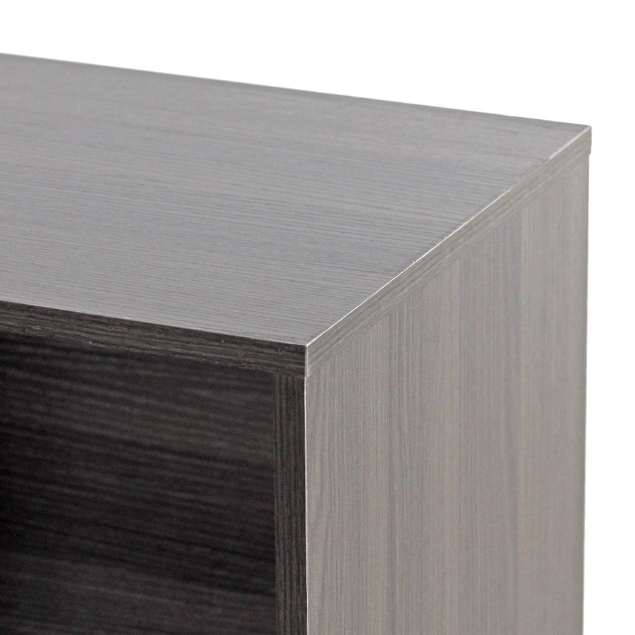 Libreria 8 vani 2 cassetti 1 anta in legno effetto olmo scuro e grigio  140x195x35 cm