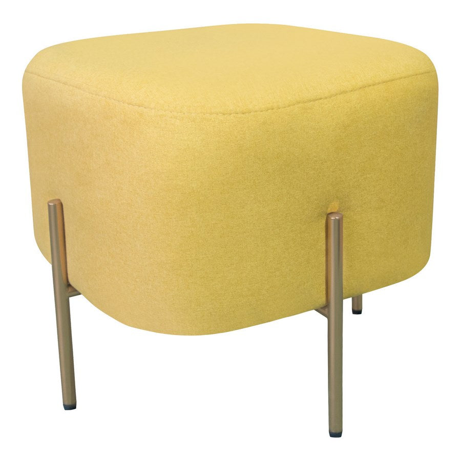 Pouf Poggiapiedi 41x41x41 cm in Tessuto Kate Giallo