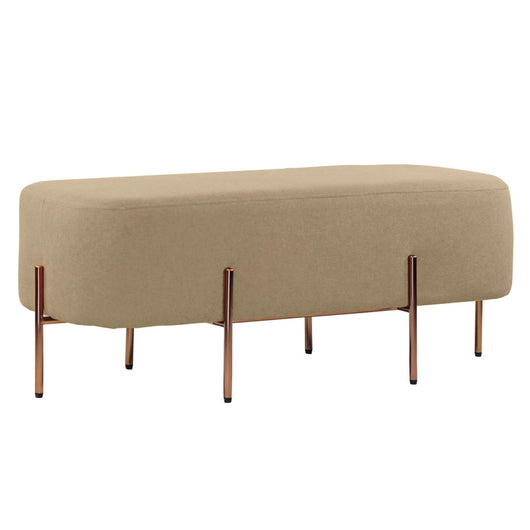 Pouf poggiapiedi Kate rettangolare in tessuto beige