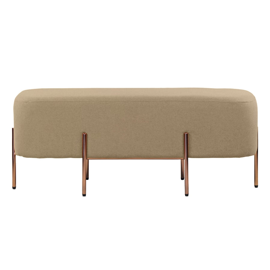 Pouf poggiapiedi Kate rettangolare in tessuto beige