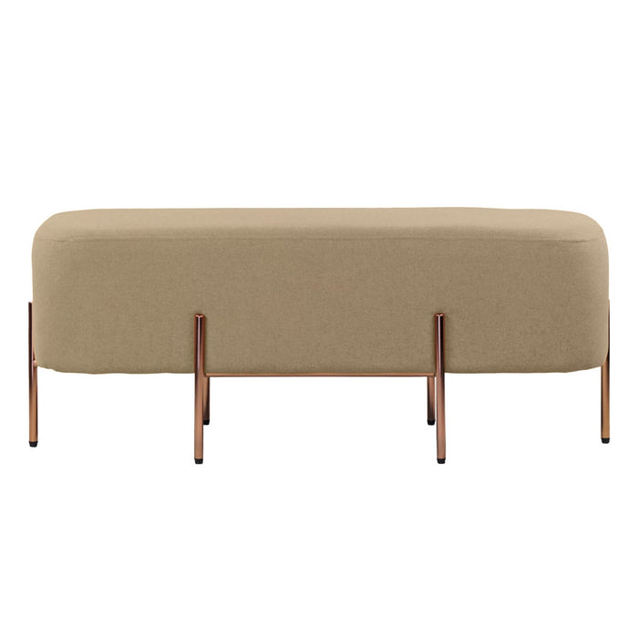 Pouf poggiapiedi Kate rettangolare in tessuto beige