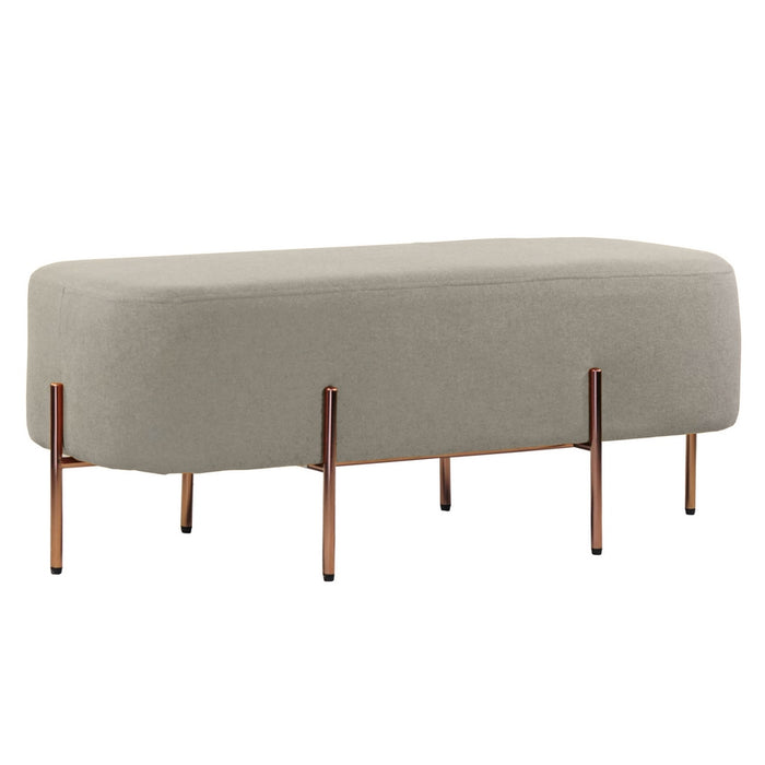 Pouf poggiapiedi Kate rettangolare in tessuto grigio scuro