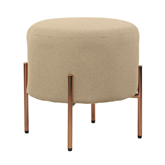 Pouf poggiapiedi Kate tondo in tessuto beige