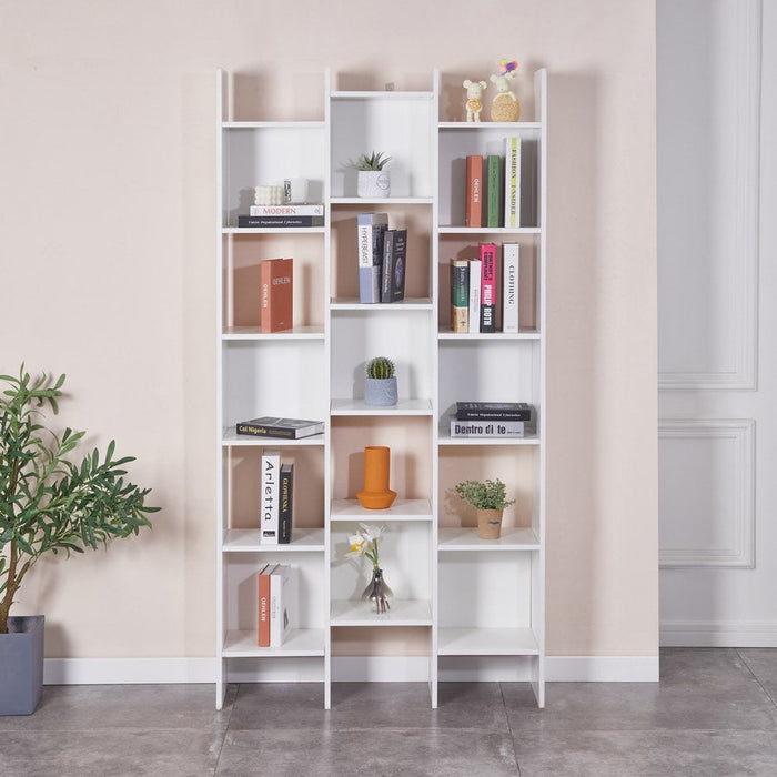 Libreria 15 Ripiani 96x24,8x192 cm in Legno MDF Bianco