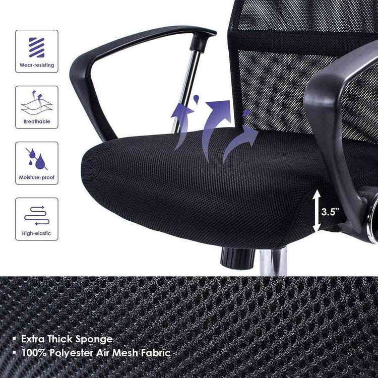 Sedia ufficio ergonomica Alex in tessuto nero con ruote