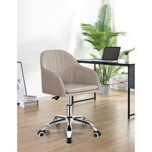 Poltroncina ergonomica da scrivania Ann in lino grigio