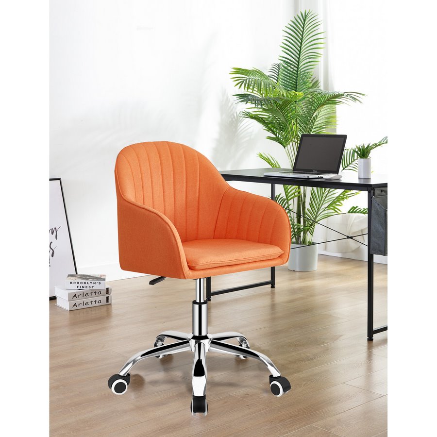 Poltroncina ergonomica da scrivania Ann in lino arancione