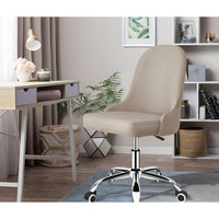 Poltroncina girevole Abby in lino colore grigio